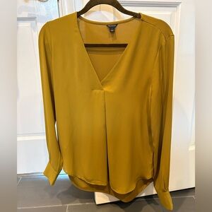 Ann Taylor Mustard Gold V-Neck Blouse